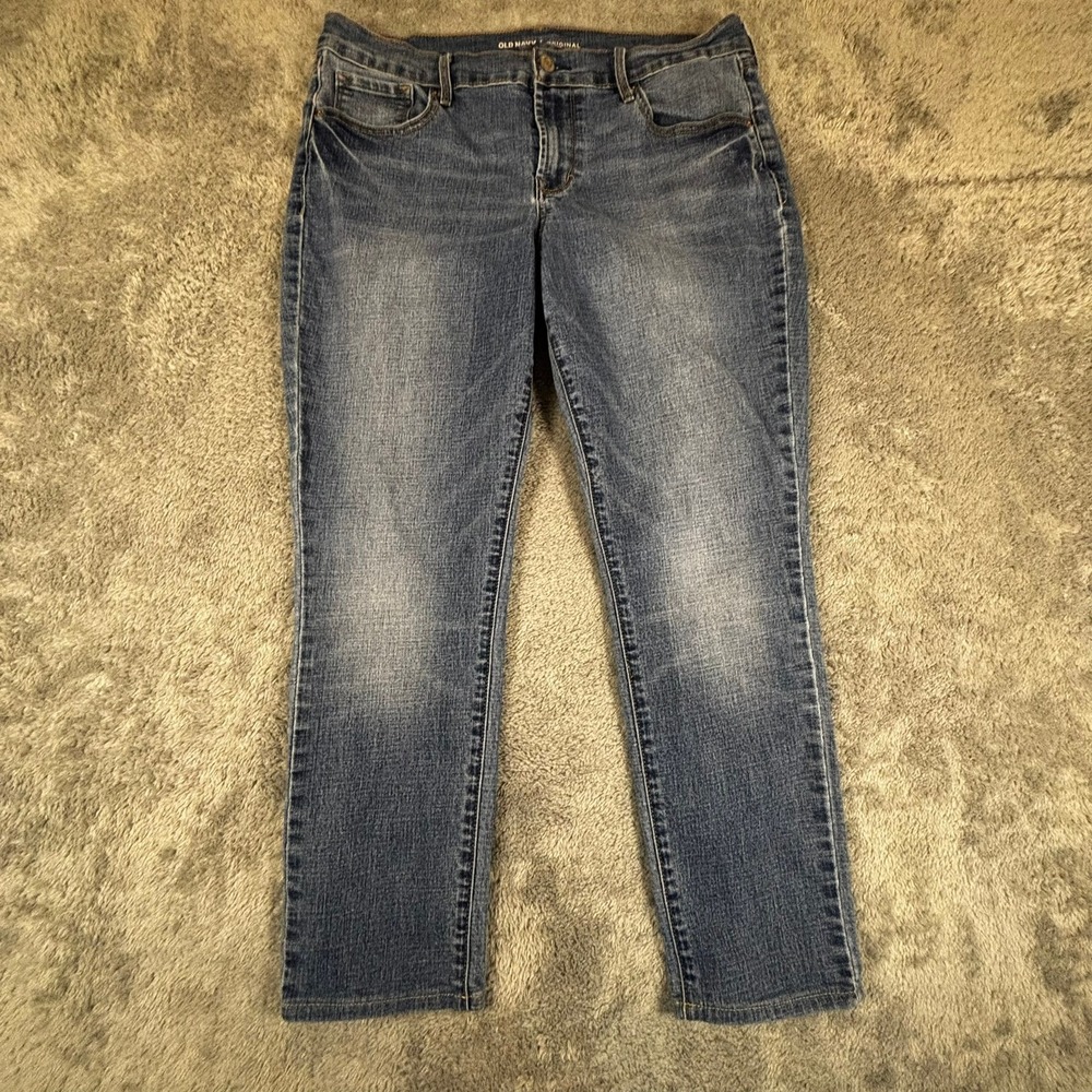 Old Navy Original Mid Rise Straight Leg Jeans Medium Wash Blue 12 Short